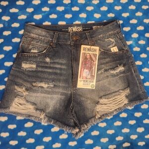 NWT Rewash Women's Blue Vintage Distressed Jean Shorts